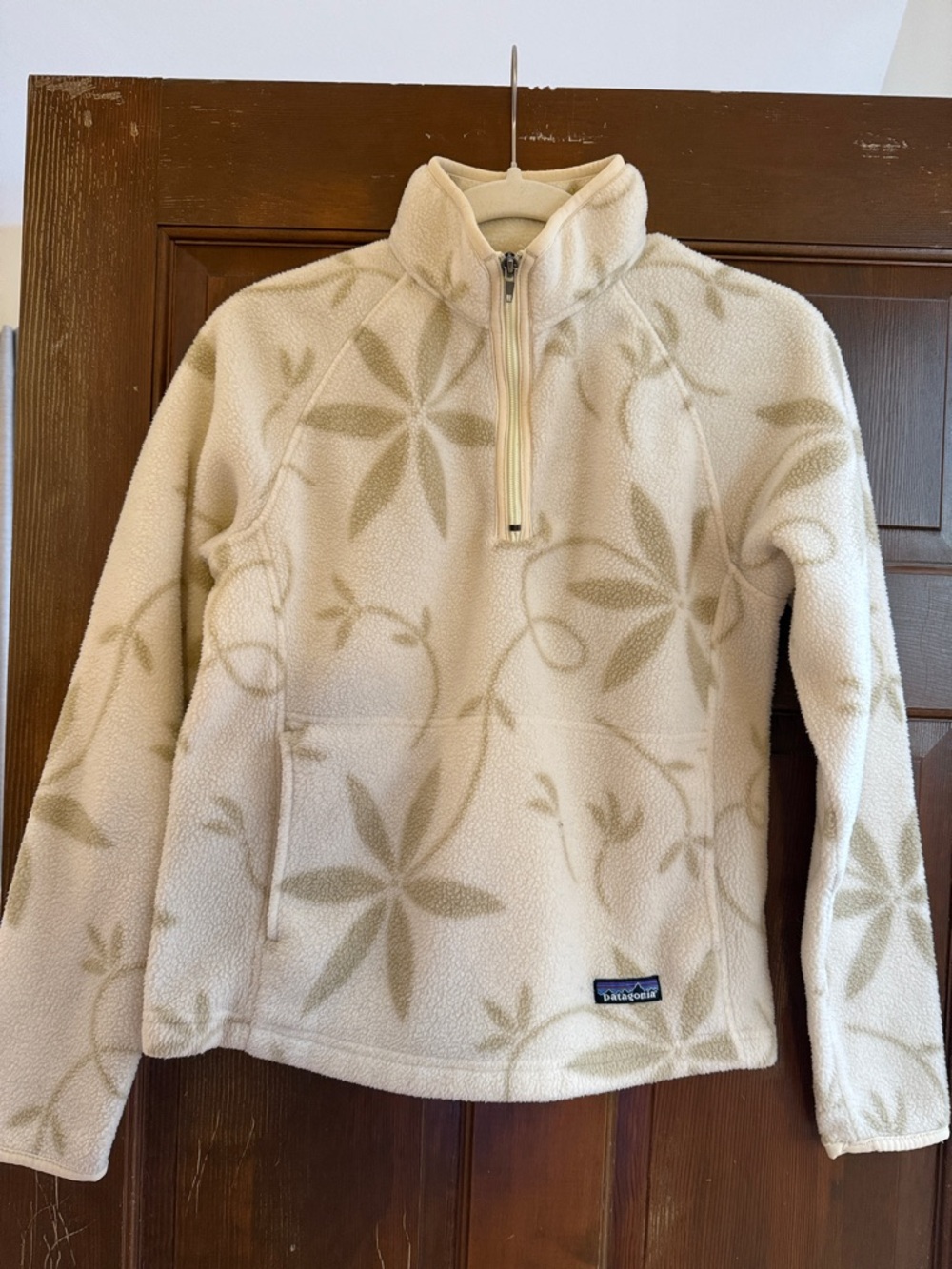 Patagonia Cream Floral Fleece Quarter-Zip Pullover